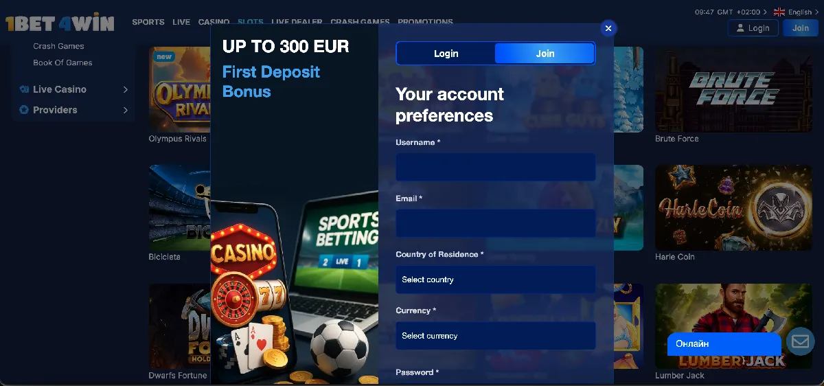 Registrierung bei 1Bet4Win Casino – Schritt für Schritt Anleitung